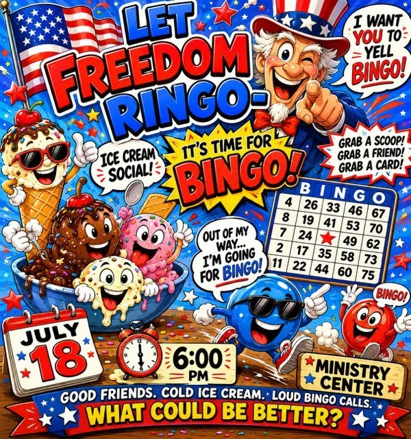 Let Freedom Ringo! It's Time For Bingo. Family Bingo and Ice Cream